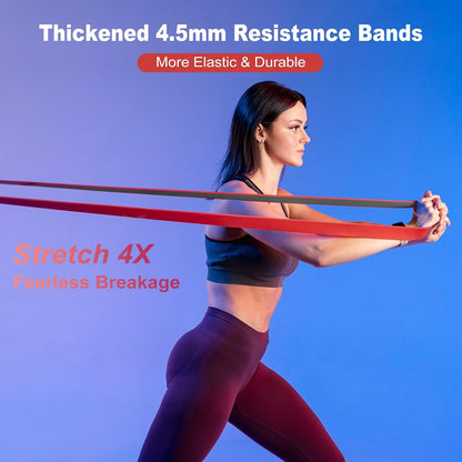WIKDAY Resistance Bands, Pull Up Bands, Workout Bands for Exercise, Thick Heavy Resistance Band Set with Door Anchor, Elastic Bands for Body Stretching, Training at Home/Gym for Men & Women