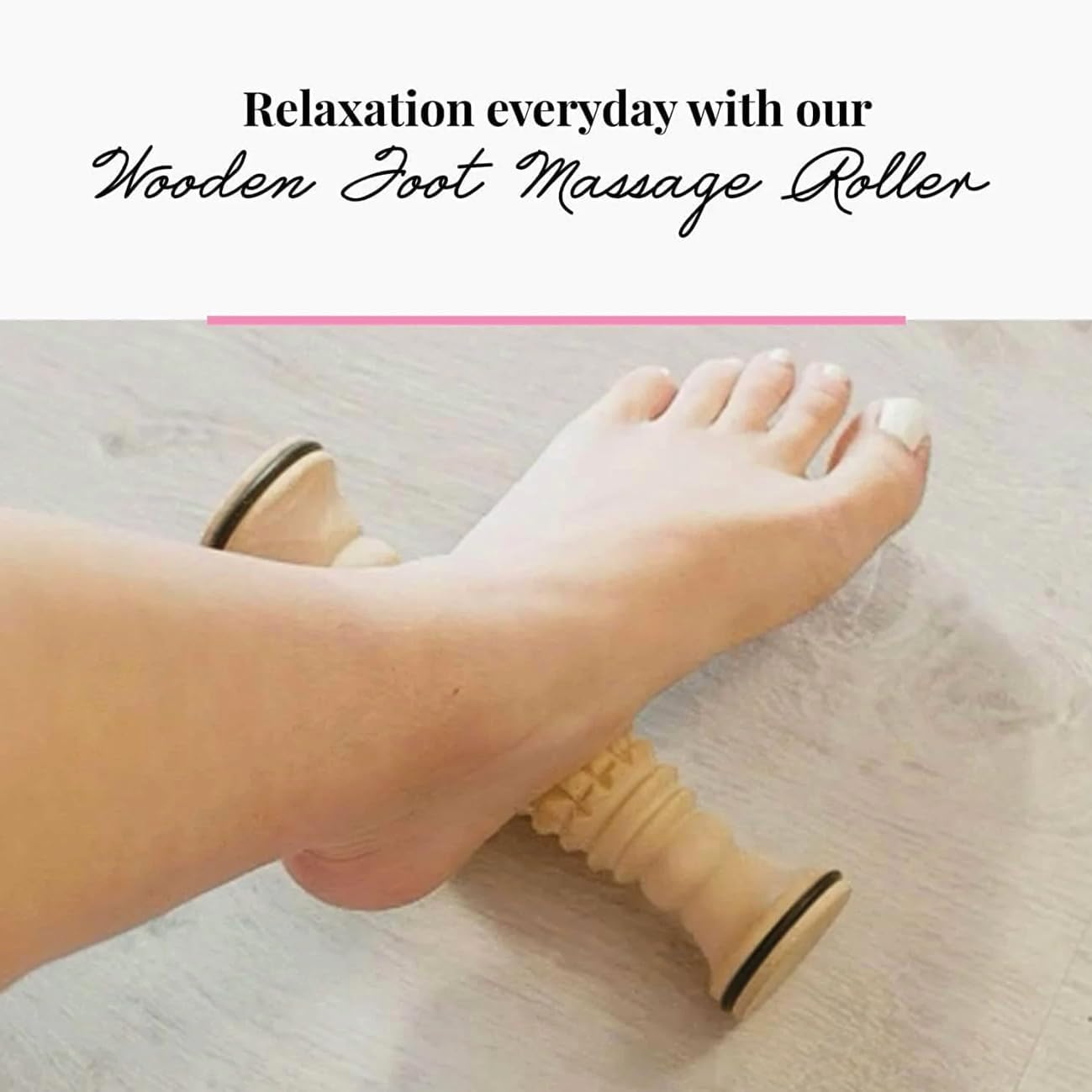 tuuli Wooden Foot Massager, Grooved Muscle Roller, Helps Ease Muscle Tension and Improve Blood Circulation, Natural Wood Therapy Massage Tools for Feet (M)