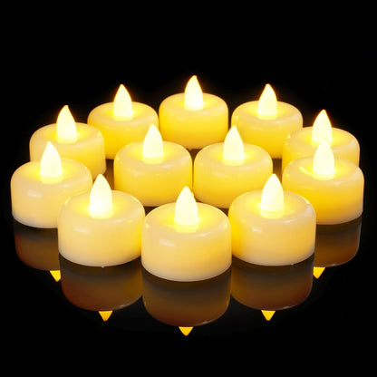 Amagic 12/24/50/100/150Pack Flameless LED Tea Lights Candles Battery Operated, Electric Fake Tealight Candles for Votive, Halloween, Christmas, Home Decor, Wedding, Table Decor (12Pack)