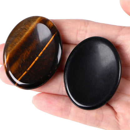 YATOJUZI Thumb Worry Stones for Anxiety Stress Relief Items Healing Crystals Natural Amethyst Rose Quartz Crystal Palm Pocket Stone Gemstones Meditation Reiki Spiritual Gifts for Women Men 2PCS