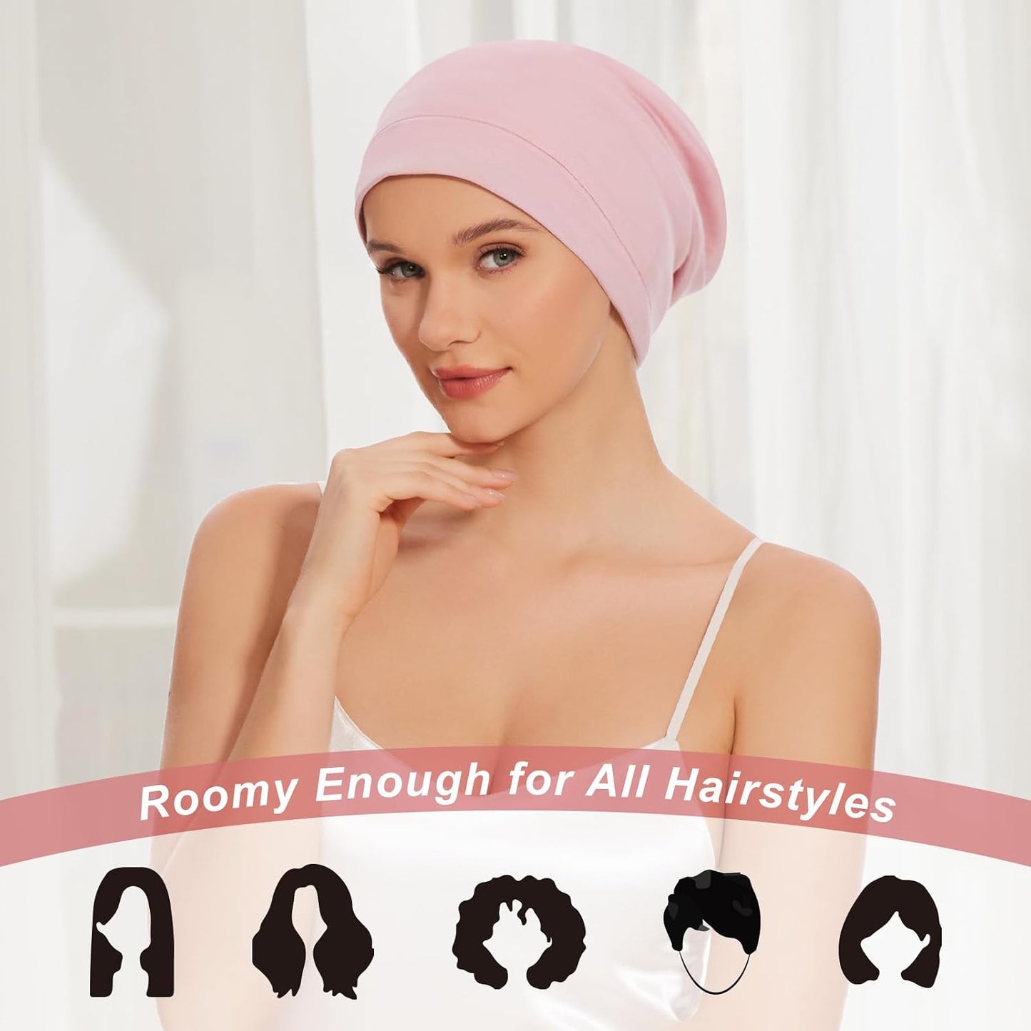 ZHENSILK Silk Bonnet for Sleeping Women, Adjustable Silky Satin Lined Sleep Cap, Silk Hair Wrap Slouch Beanie Hat