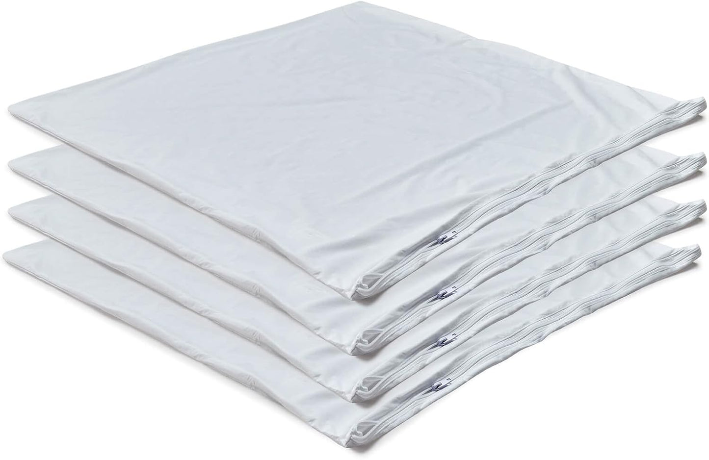 Kingnex 4 Pack Waterproof Down Feather Proof Pillow Protectors with Zipper 20x20 Zippered Pillow Covers for Square Throw Pillow