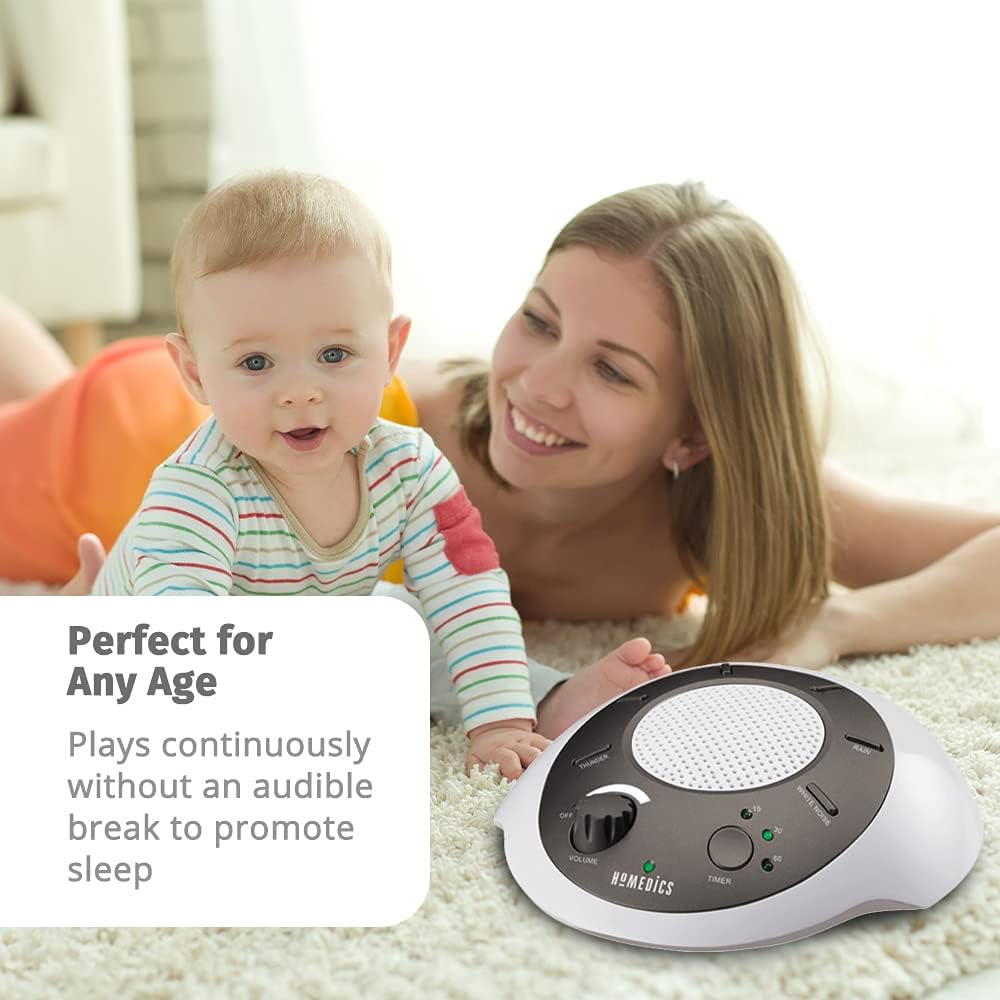 Homedics SoundSleep White Noise Sound Machine, Blue, Small Travel Sound Machine with 6 Relaxing Nature Sounds, Portable Sound Therapy for Home, Office, Nursery, Auto-Off Timer, by Homedics