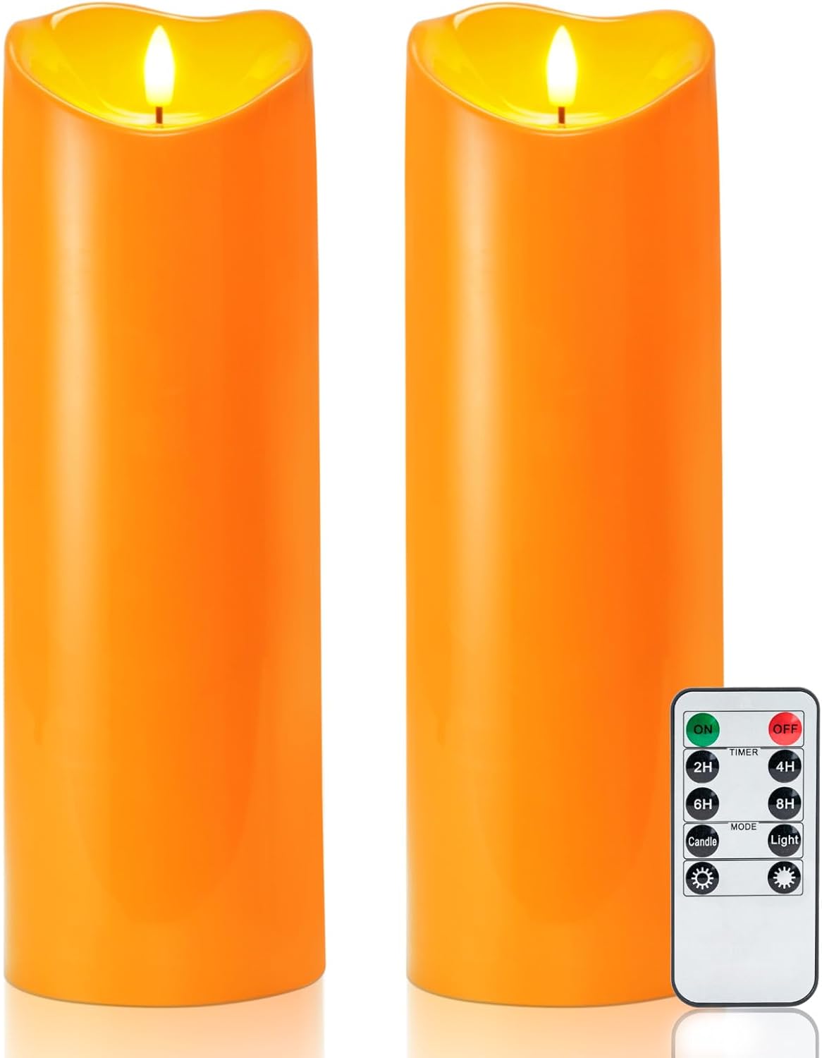 Homemory 6"x3" Outdoor Waterproof Flameless Candles, LED Candles, Battery Operated Candles with Remote and Timers, Electric Fake Plastic Pillar Candles, Ivory White, Set of 2