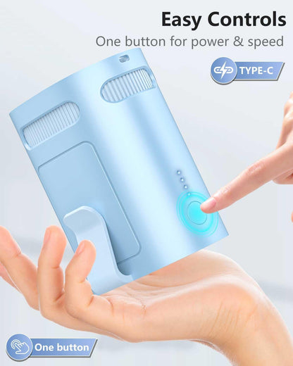 Portable Fan Attaches to Belt Shirt-Little Waist Fan Clip on Undershirt Pants Pocket Hip,Cordless Personal Fans that Blow Cold Air, Strap Hangs Neck Conditioner for Travel Camping Sports White