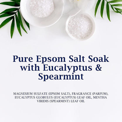 Dr Teal's Epsom Salt Magnesium Soak, Relax & Relief with Eucalyptus & Spearmint Essential Oils, 3 lbs