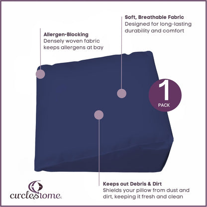 CirclesHome Pillow Protectors 4 Pack Standard Zippered - 100% Cotton Breathable Pillowcases - Protects Pillows from Dirt, Dust and Debri (Standard - Set of 4 - 20x26)