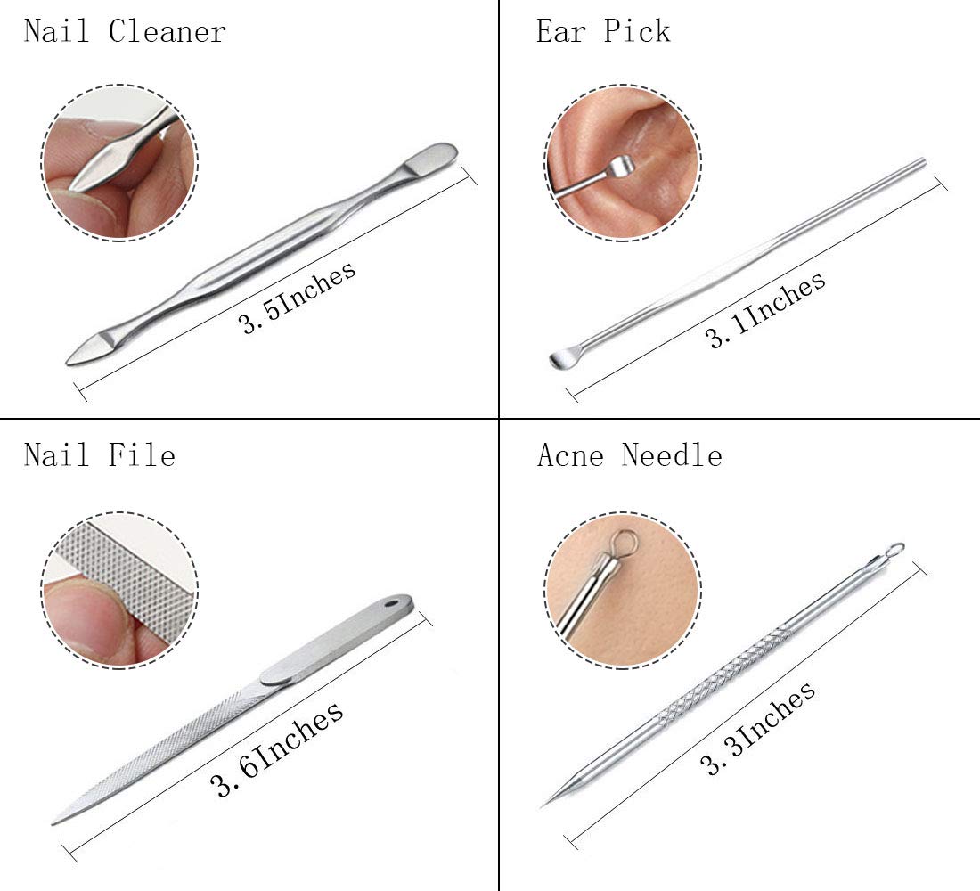 Manicure Set Professional Nail Clippers Kit Pedicure Care Tools- Stainless Steel Women Grooming Kit 18Pcs for Travel or Home (Pink)