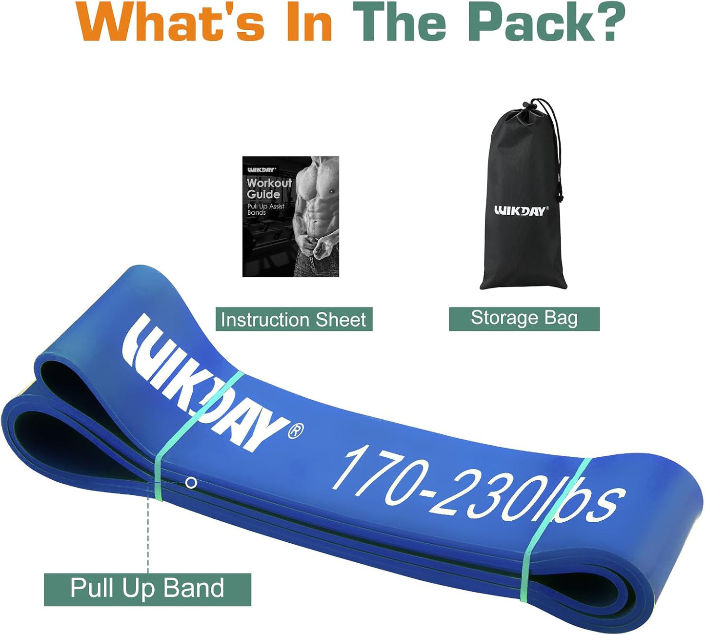 WIKDAY Resistance Bands for Working Out, Exercise Bands, Workout Bands, Pull Up Assistance Bands for Body Stretching Training Physical Therapy Muscle Training for Men & Women