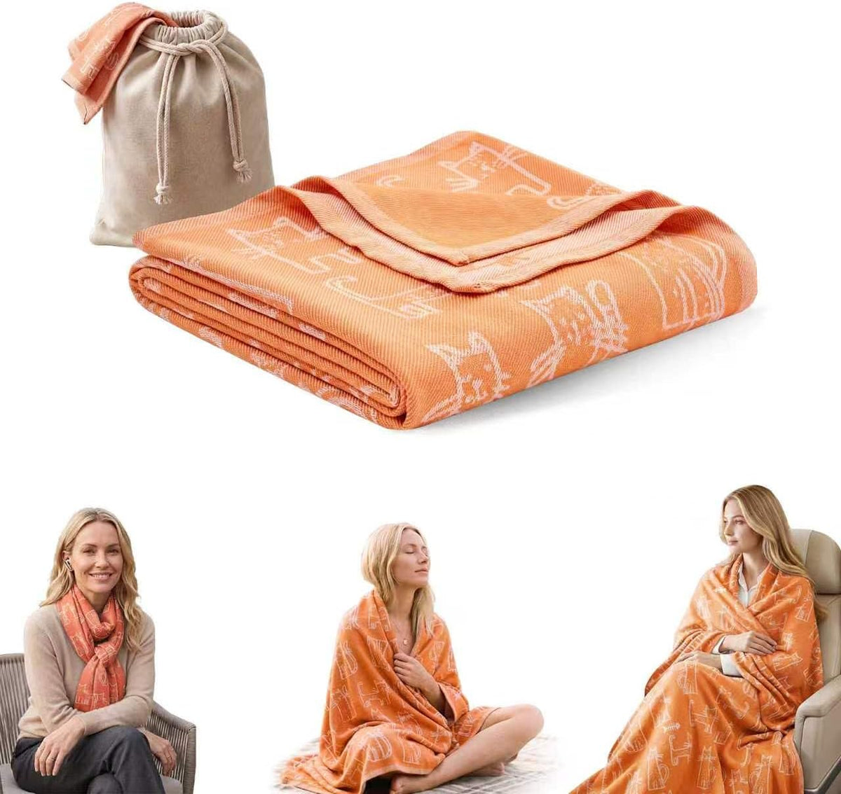 Travel Blanket Airplane - Ultra Soft & Lightweight Knit Design