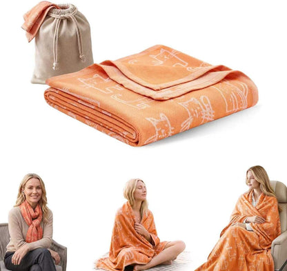 Travel Blanket Airplane - Ultra Soft & Lightweight Knit Design