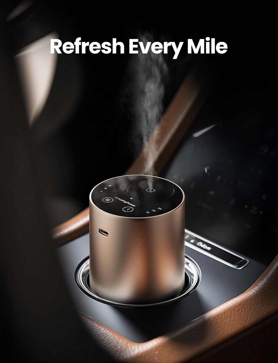 Waterless Essential Oil Diffuser, Rechargeable Scent Diffusers with 3 Mist Levels & Timers, Portable Aromatherapy Diffuser for Home Car Room Studio Office, Black Metal