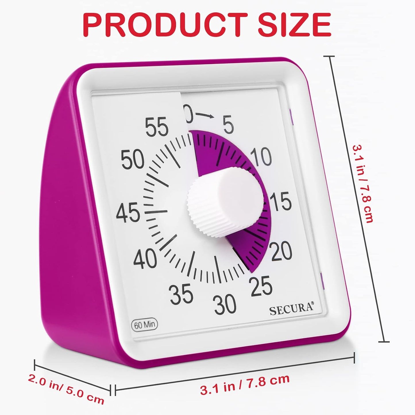 Secura 60-Minute Visual Timer, Classroom Timer, Countdown Timer for Kids and Adults, Time Management Tool for Teaching (Navy Blue & Navy Blue)