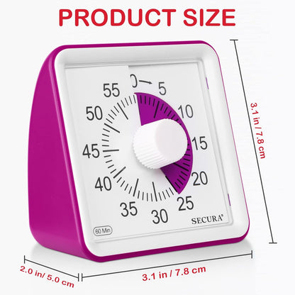 Secura 60-Minute Visual Timer, Classroom Timer, Countdown Timer for Kids and Adults, Time Management Tool for Teaching (Navy Blue & Navy Blue)