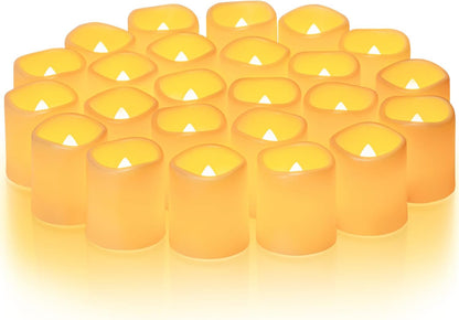 Homemory 24Pack Flickering Flameless Votive Candles for Wedding Decoration, 200+Hour Warm White Battery Operated LED Tealight, Electric Fake Candles for Party, Receptions, Halloween, Christmas