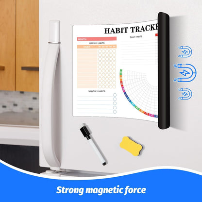 Habit Tracker Calendar Magnetic Whiteboard for Refrigerator Daily Weekly and Monthly Goal and Habit Tracker Motivational Goal & Planner Journal (Color)