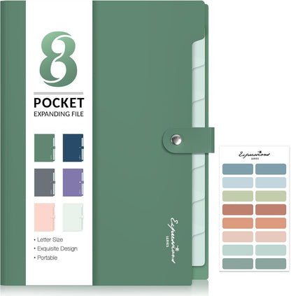 Sooez Elegant Accordion File Organizer, 8 Pocket Expanding File Folder