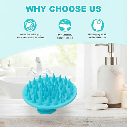 Meartchy Silicone Scalp Massager Shampoo Brush, Scalp Brush for Hair Growth & Dandruff Removal, Hair Scrubber Scalp Stimulator Exfoliator Brush with Soft Bristles for Wet Dry Scalp Care (Black)