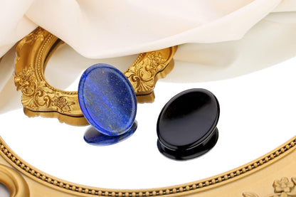 2PCS Worry Stone for Anxiety Tigers Eye Amethyst Healing Crystals Hand Thumb Stones Pocket Gemstones Meditation Accessories Oval Crystal Natural Relax Palm Stone Anxiety Relief Items Stocking Stuffers