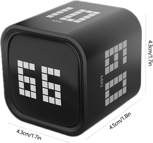 Rotating Focus Timer, 5/25/10/50-Minute Pomodoro Timer, Desk Flip Countdown with Vibration & Volume Control, ADHD-Friendly Tool for Office, Study, and Kitchen (Black)