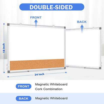 Weekly Dry Erase Calendar Whiteboard for Wall, 24" x 18" Cork Week Planner