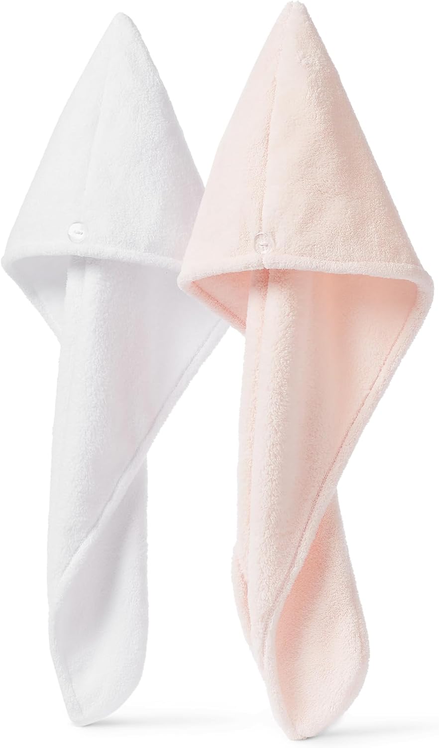 Amazon Basics Quick Dry Microfiber Hair Towel Wrap, Hair Drying Towel, Grey/Beige, 2-Pack