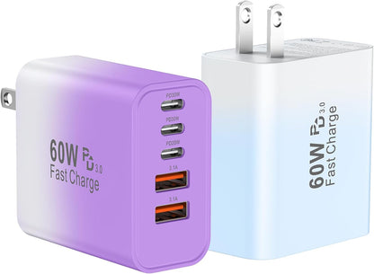 USB C Charger Block Fast Charging, 60W Phone Charger USBC Wall Plug Adapter