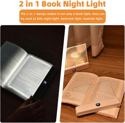 LED Book Light and Night Light 2 in 1, 3 Color Temperatures & Stepless Dimming, USB Rechargeable Reading Light with Timer for Night Reading (White)