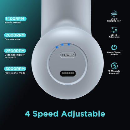 NEPQ Mini Massage Gun, Powerful Fascial Gun Portable Deep Tissue Percussion Muscle Back Head Massager for Pain Relief with 4 Massage Heads High-Intensity Vibration Rechargeable Small Massage Gun