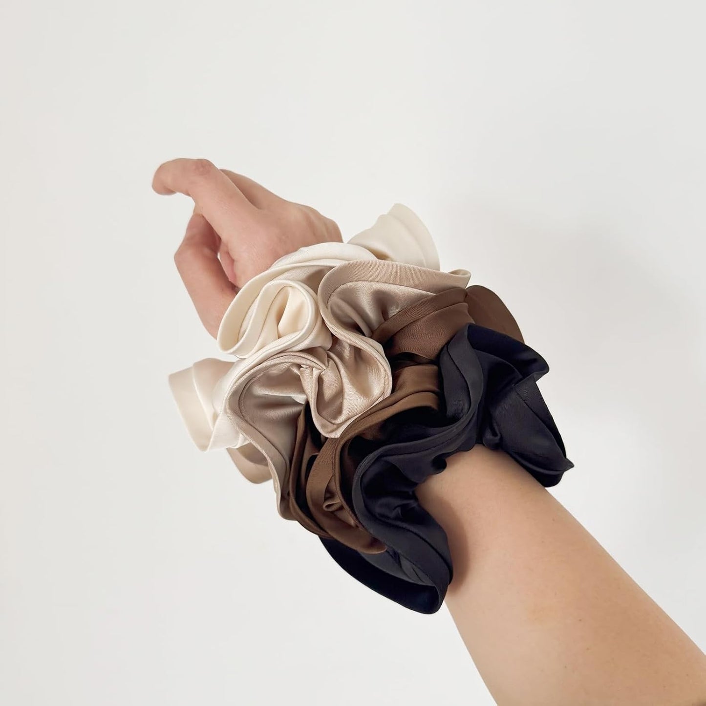 4 Pieces Jumbo Satin Silk Scrunchies for Women 7.2 Inches Large Oversize Scrunchies For Thick Hair Elastic Hair Ties (Pink Mix)