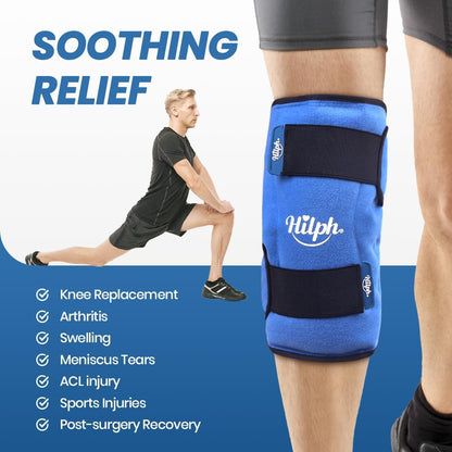 360° Full Coverage Knee Ice Pack Wrap for Post-Surgery Recovery - Bendable & Adjustable Hot Cold Therapy for Pain Relief, Swelling, Arthritis - Easy to Wear, Reusable Gel Pack for Men & Women, Black
