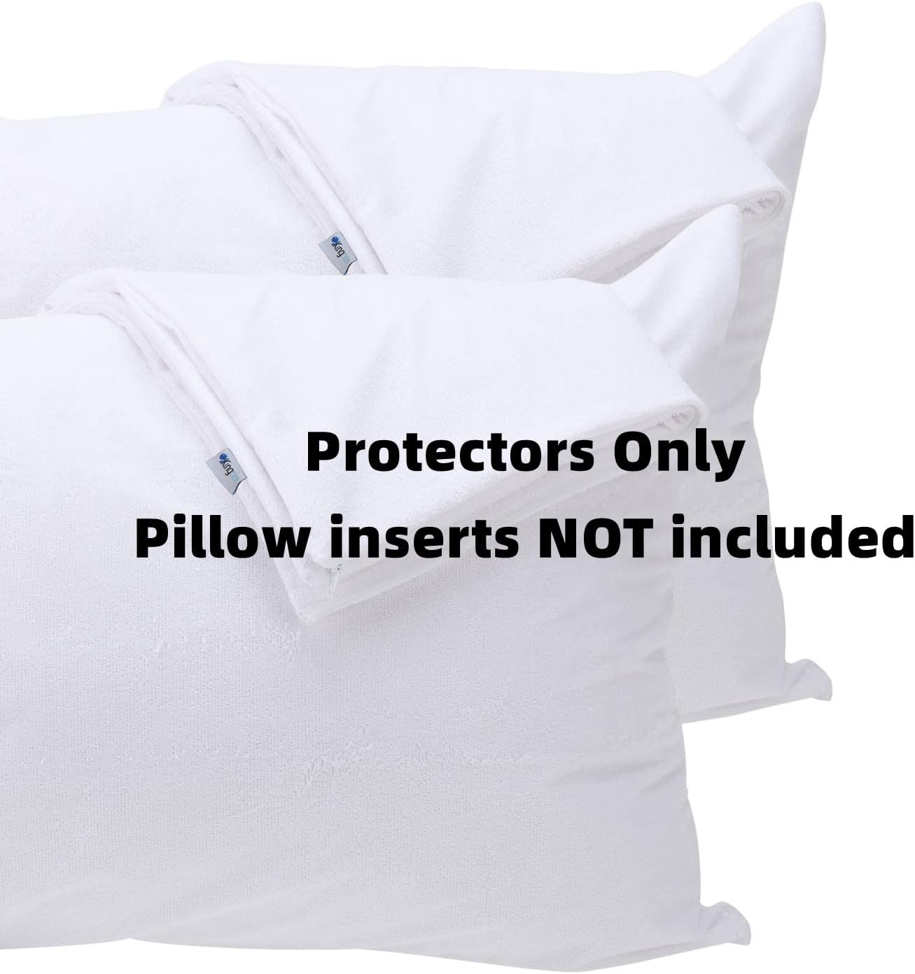 Kingnex Feather Proof Pillow Protectors with Zipper Standard Size 2 Pack - 100% Waterproof - Down Proof - Terry Surface