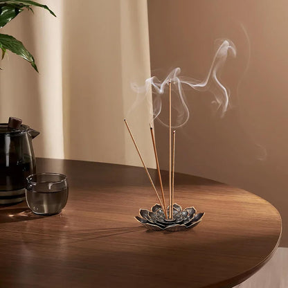 Incense Burner, Incense Holder for Sticks, Brass Lotus Incense Base with Removable Ash Catcher for Home Decor, Meditation, Yoga and Divination