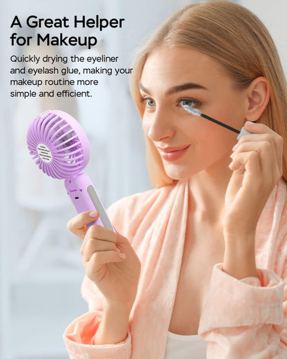 Portable Handheld Misting Fan, USB Rechargeable, Foldable with Water Tank, 3 Speeds, for Travel and Outdoors (purple)