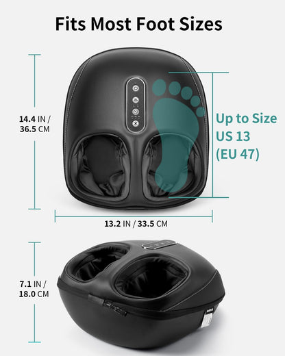Nekteck Foot Massager Machine with Heat, Shiatsu Feet Massage for Plantar Fasciitis & Neuropathy, HSA Eligible Massage Tools, 360° Air Compression & Deep Kneading Therapy (Deep Black)