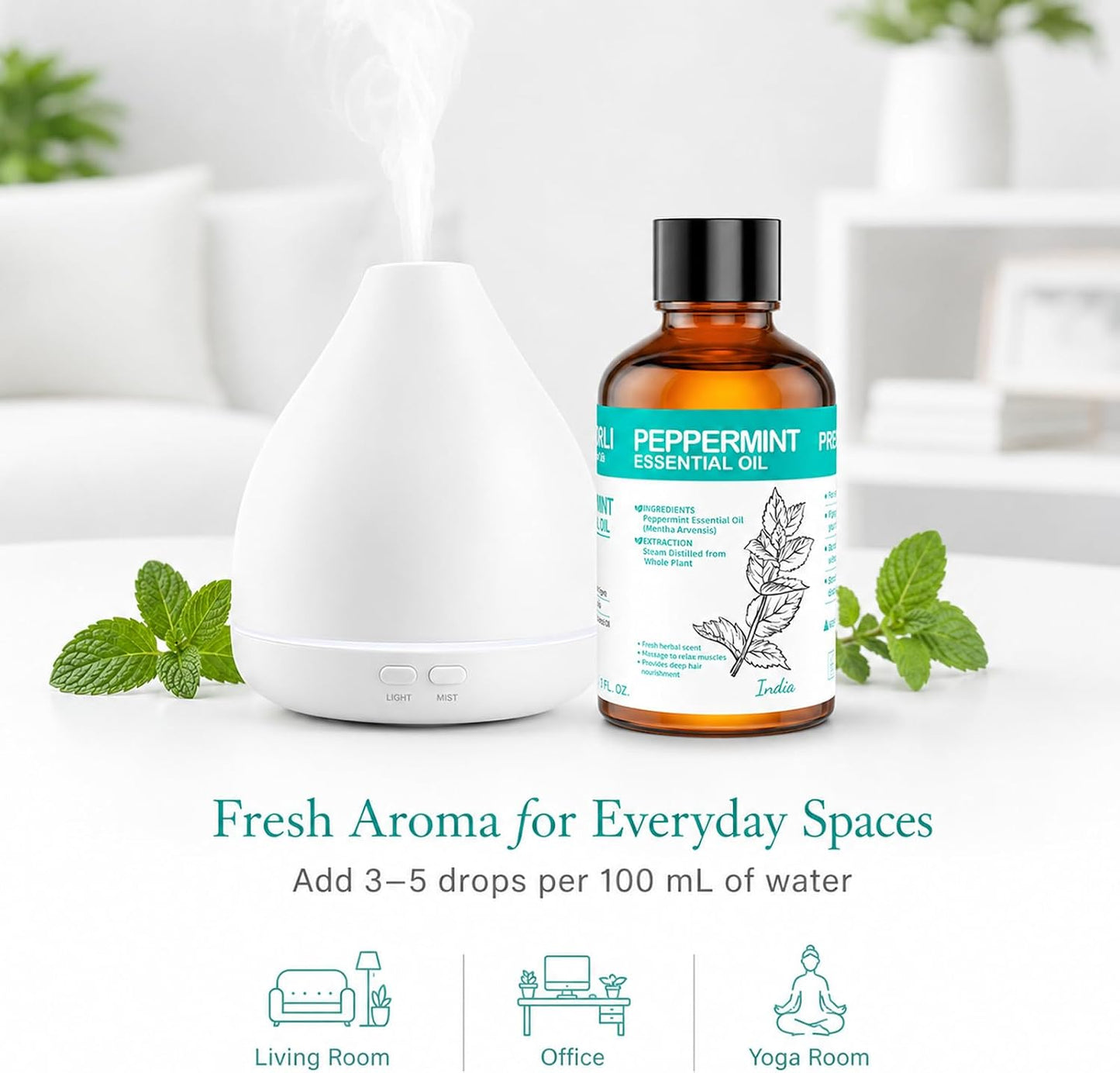 Lavender Essential Oil 3.38 fl oz (100ml), Lavender Oil for Home & Daily Use, for Women & Men, Suitable for Diffuser, Bath & DIY, Large Size for Long-Lasting & Versatile Use