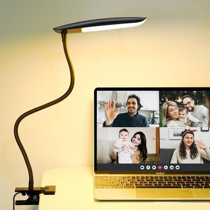 LiFMIRA Clip on Light USB Reading Light Desk Lamp 3 Color Modes Black