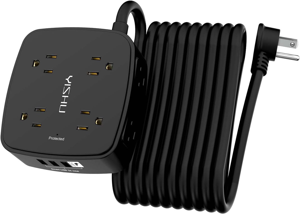 YISHU 6Ft Surge Protector Power Strip with 8 Widely Outlets & 4 USB Ports