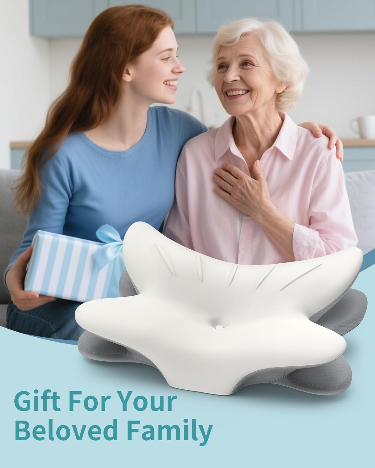 Cervical Neck Pillow for Pain Relief - Ergonomic Pillow Memory Foam Pillows for Sleeping, Cooling Orthopedic Neck Support Pillow, Contour Cervical Pillow Bed Pillow for Back Stomach Sleepers