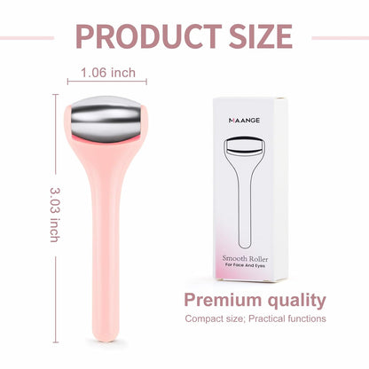 Ice Roller for Face and Eye 2 Pcs,Face Roller Skin Care for Puffiness,Migraine,Pain Relief,Eye Roller For Puffy Eyes Dark Circles,Stainless Steel Facial Roller (Pink)