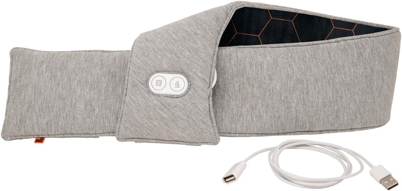 Calming Heat Neck Wrap by Sharper Image Copper & Charcoal Infused Personal Electric Neck Heating Pad with Vibrations, 3 Heat & 3 Vibration Settings- 9 Relaxing Combinations