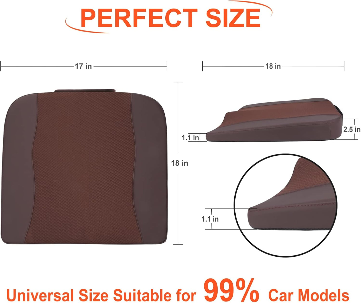 Lofty Aim Car Seat Cushion, Comfort Memory Foam Car Cushions for Driving - Sciatica & Lower Back Pain Relief, Driver Seat Pillow for Auto, Office Chair, Wheelchair - Black