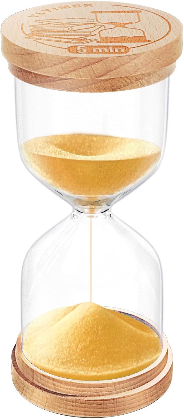 1 Minute Sand Timer, Wooden Sand Hourglass, Small Blue Hourglass, Sandglass Clock 1 Min for Classroom,Game,Decorative (Black)