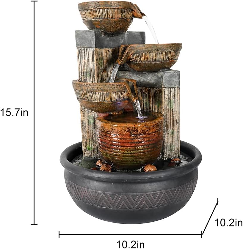 15.7''H Relaxation Desktop Waterfall Fountain Decor Portable Tabletop Waterfall Fountains,Indoor Waterfall Feature with LED Light for Home Office Bedroom