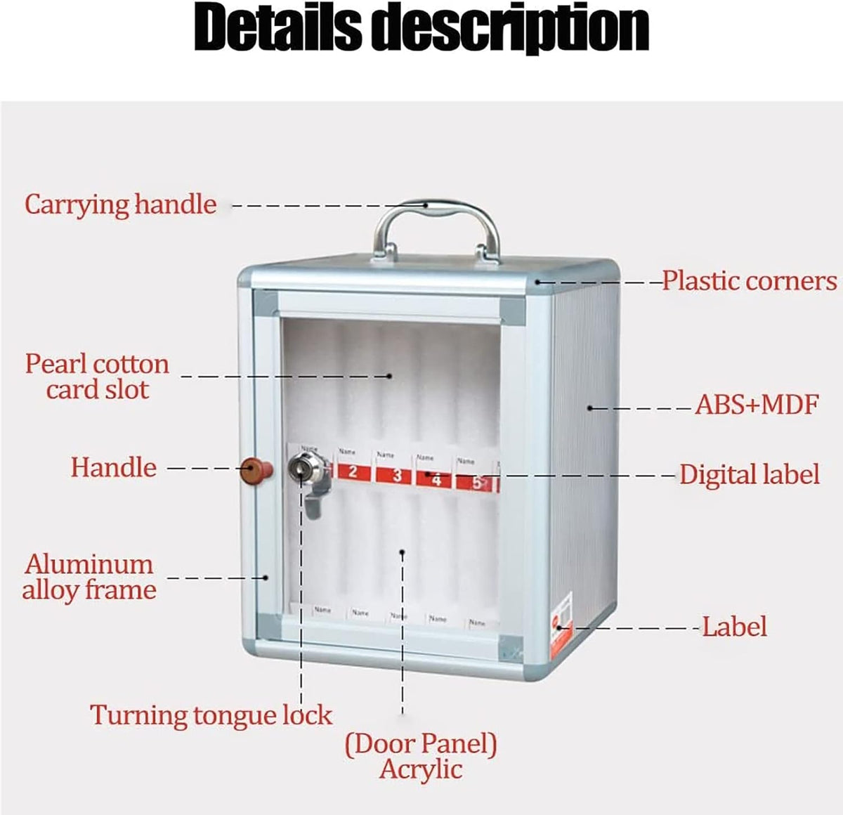 Aluminum Alloy Cell Phone Charging Station & Storage Cabinet - 6/12 Slot Locker with Handle for Classroom, Office, and Event Use - Clear Pocket Chart,12 Slots
