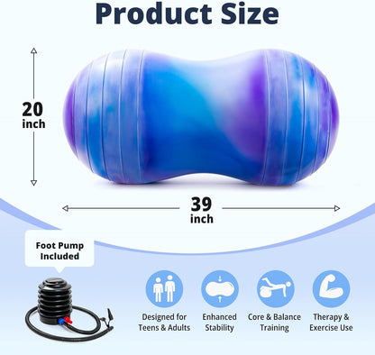 18’’/20’’ Peanut Ball for Kids & Adults, Anti-Burst Exercise Ball for Autism Sensory Training, Pregnancy & Physical Therapy, Yoga Balance Ball Chair for Fitness.