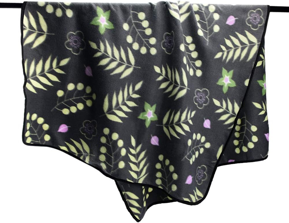 forestfish Fleece Throw Blanket Cozy Soft Portable Travel Blanket Compact for Long Car Airplane Train Rides 60" x 40", Flower