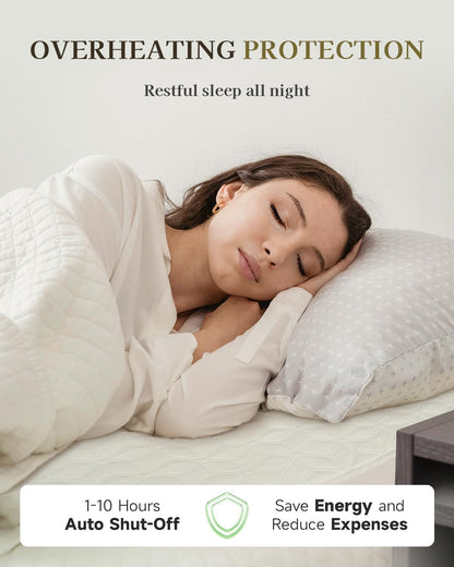 GOTCOZY Heated Mattress Pad Mini Twin Size-Heated Pad for Bed Warmer(White)