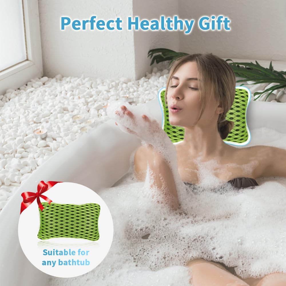Luxury Bath Pillows for Tub, Slip Resistant Waterproof Bath Pillows for Tub Neck and Back Support with 2 Strong Suction Cups, Relaxing Spa Essentials