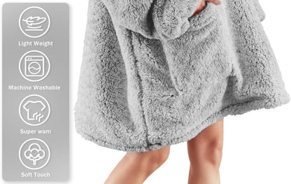 yescool Wearable Blanket Hoodie, Flannel Sherpa Fleece Blanket Sweatshirt for Adults Women Men,One Size Fits All - Colors B